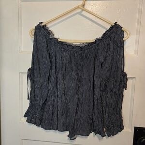 American Eagle Outfitters Striped Navy Blouse